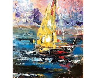 Sailboat Painting Print: Coastal Seascape Art Poster