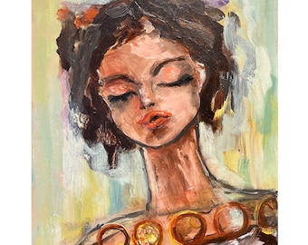 Frau Gemälde Druck, Vintage Stil Porträt Kunst, Filmisches Gesicht Kunst Poster