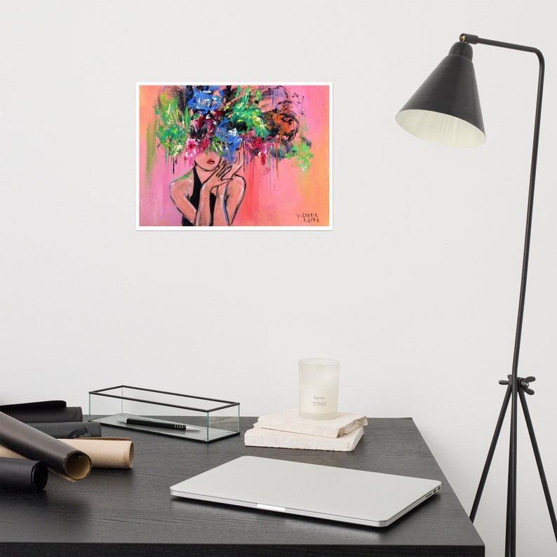 Woman Painting Print: Wildflowers & Faceless Portrait Painting, Woman's Face with a Crown of Flowers Art image 4