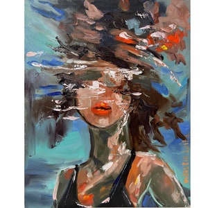 Woman Painting Print from Original Art Underwater Painting Colorful Woman Art Faceless Woman Art Figurative Wall Art Swimming Woman Art