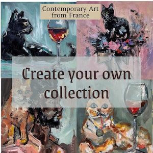 Black Cat & Red Wine Painting Print: Whimsical Kitten Portrait Art Poster image 10