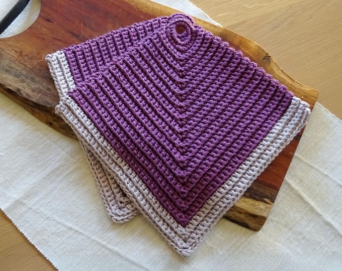 Hitzebeständige Rippen-Topflappen – Gehäkelt aus hochwertiger Baumwolle – 2er Set