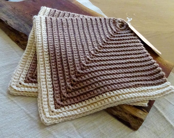 Topflappen gehäkelt im Retro-Look – 100% Baumwolle – Küchenhelfer handmade - 2er Set