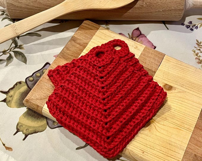 Topflappen für die Kinderküche, einfarbig | Untersetzer gehäkelt | Geschenkidee Weihnachten, Kindergeburtstag - 2er Set