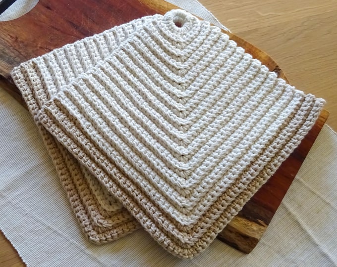 Gehäkelte Topflappen aus Baumwolle – Handgemachte Küchendeko im Vintage-Stil - 2er Set