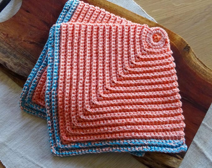 Gehäkelte Topflappen multicolor, Untersetzer aus Baumwolle | Geschenkidee zu Weihnachten, Geburtstag - 2er Set