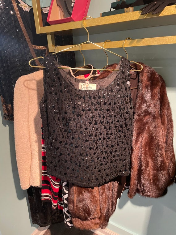 Vintage 1960’s Black Sleeveless Sweater with Beadi