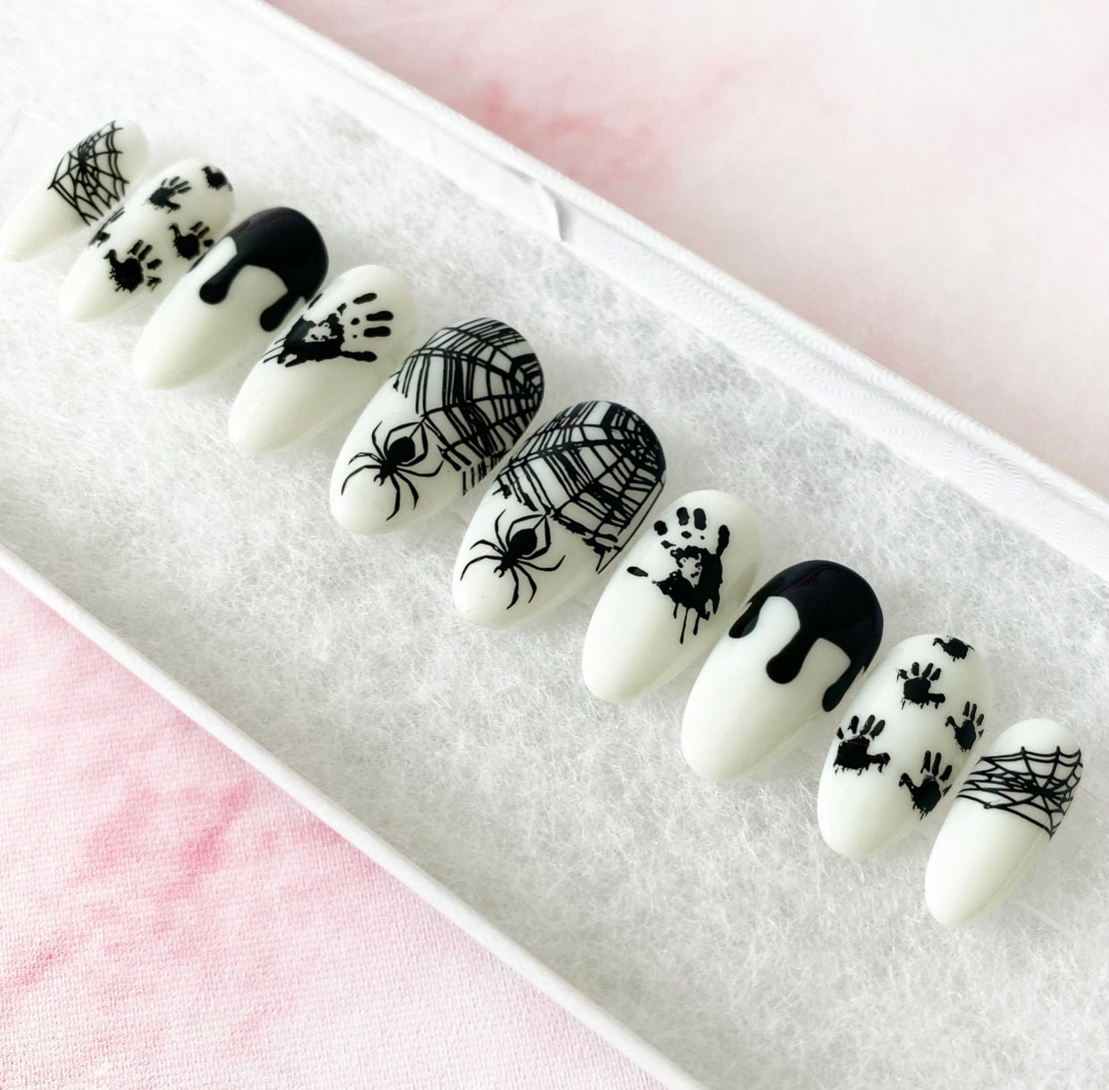 Glow in the Dark Press on Nails Halloween Spider Nails - Etsy UK