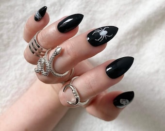 Gothic Press On Nails | Halloween Nails | Spider Nails | Spider Press On Nails | Gel Nails | Acrylic Nails | False Nails | Fake Nails