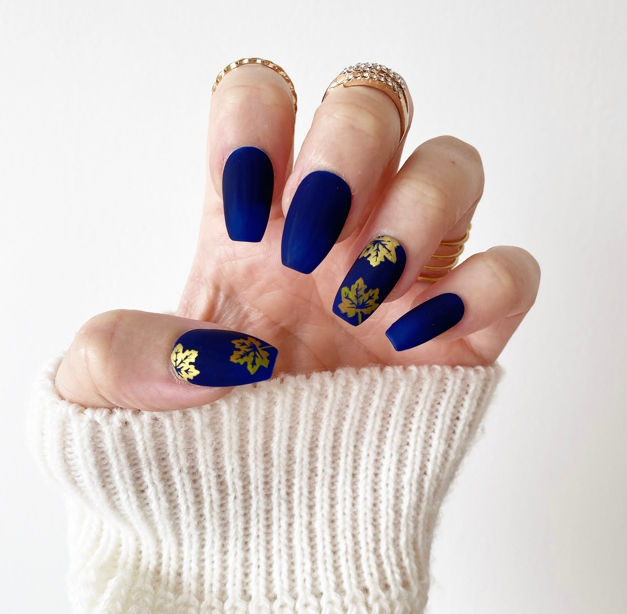 Autumn Fall Press on Nails Blue Gold Matte Press on Nails - Etsy Autumn Fall Press on Nails Blue Gold Matte Press on Nails - Etsy