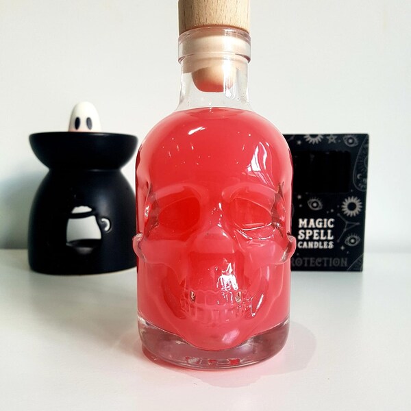 Skull Bottle Liquid Soap, Rhubarb and Raspberry Soap, Birthday gift for witches, Skull soap, Goth Home Decor, The Satanic Temple Donation