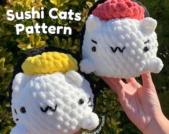 PDF PATTERN || Sushi Cat Plush, Nigiri Cat Crochet Amigurumi