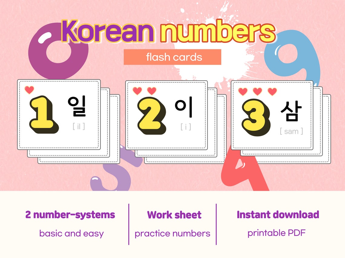 korean-numbers-flashcards-printable-pdf-a4-file-worksheet-etsy