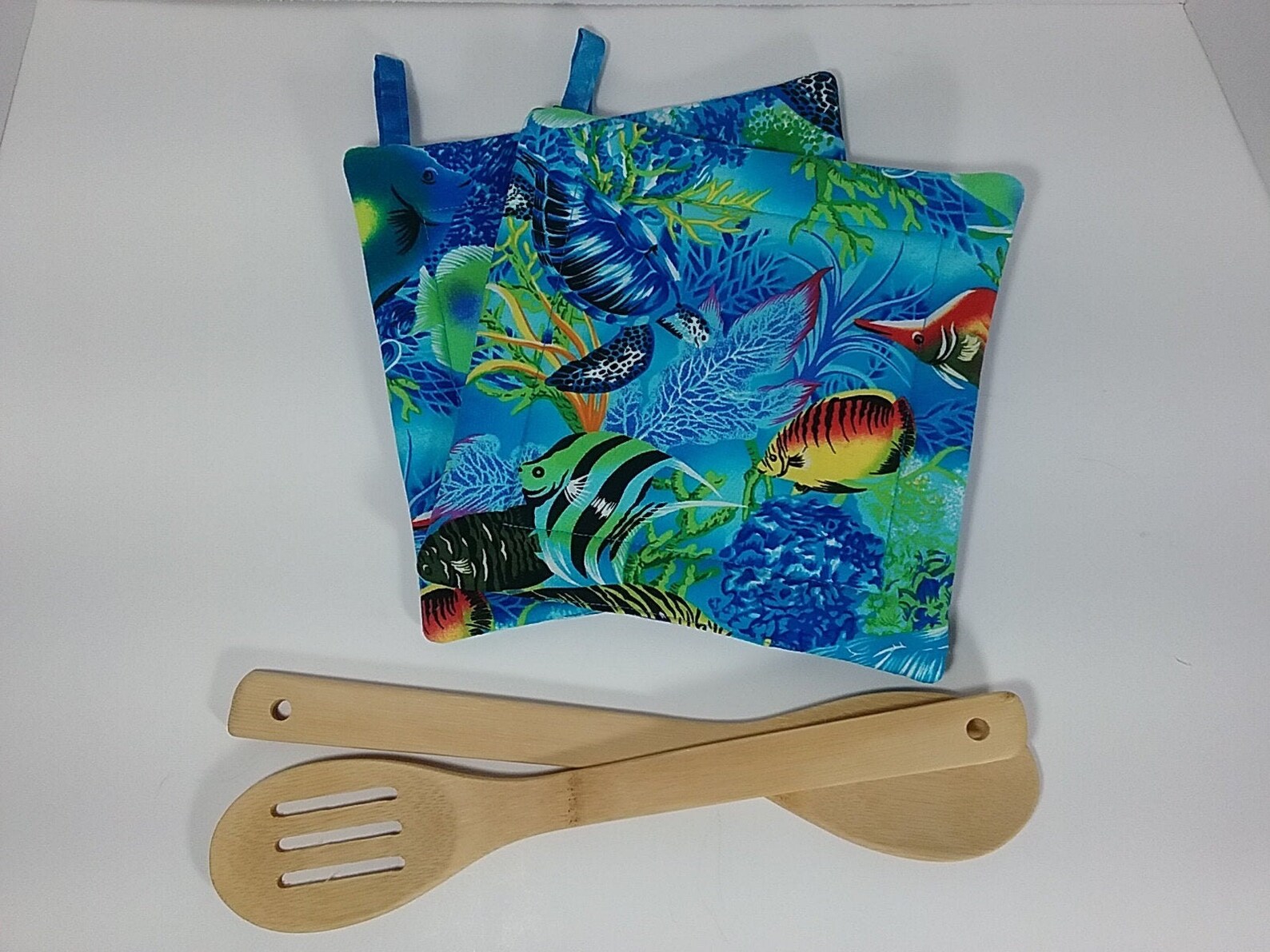 Ocean life themed handmade pot holders set of 2 sea turtles Etsy