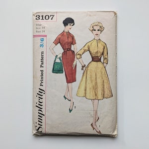 Vintage 1950s sewing pattern | Dress | Simplicity 3107 | Bust 34