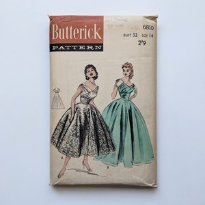 Vintage 1950s sewing pattern Evening dress Butterick 6810 Bust 32 image 1