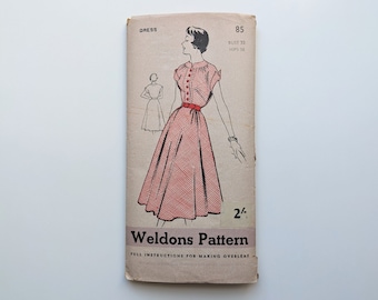 Vintage 1950s sewing pattern | Dress | Weldons 85 | Bust 32