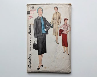 Vintage 1950s sewing pattern | Blouse, jacket & skirt | Simplicity 1321 | Bust 37