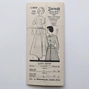 Vintage 1940s sewing pattern | Dress | Bestway C.822 | Bust 36