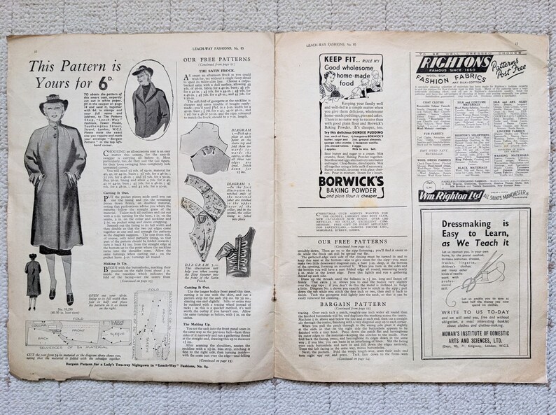Vintage 1930s Catalogue & Sewing Pattern Dress Leach-way 85 Bust 44 - Etsy