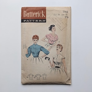 Vintage naaipatroon jaren 50 | Blouse | Butterick 7162 | Borstomvang 36&quot;