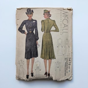 Vintage 1930s sewing pattern | Dress | McCall 3476 | Bust 32