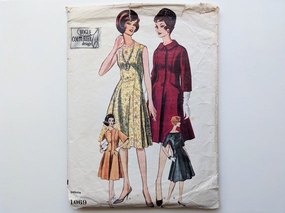 Vintage 1960s sewing pattern | Dress & coat | Vogue Couturier Design 1069 | Bust 38