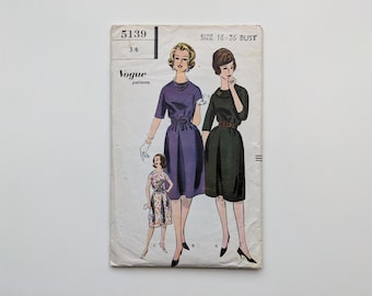 Vintage 1960s sewing pattern | Dress | Vogue 5139 | Bust 36