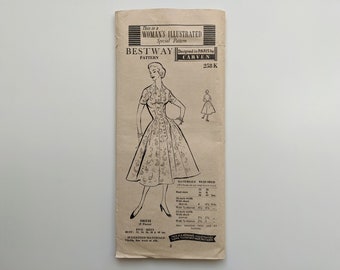 Vintage 1950s sewing pattern | Dress | Bestway Designer Pattern 258K | Bust 40