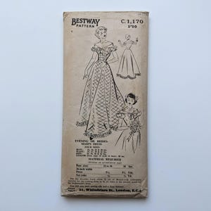 Vintage 1950s sewing pattern | Evening gown & wedding dress | Bestway C.1,170 | Bust 34