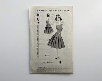 Patrón de costura vintage de los años 60 / Vestido / Patrón de diseño Spadea A-2181 / Busto 38
