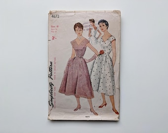 Patrón de costura vintage de los años 50 / Vestido / Simplicity 4672 / Busto 36