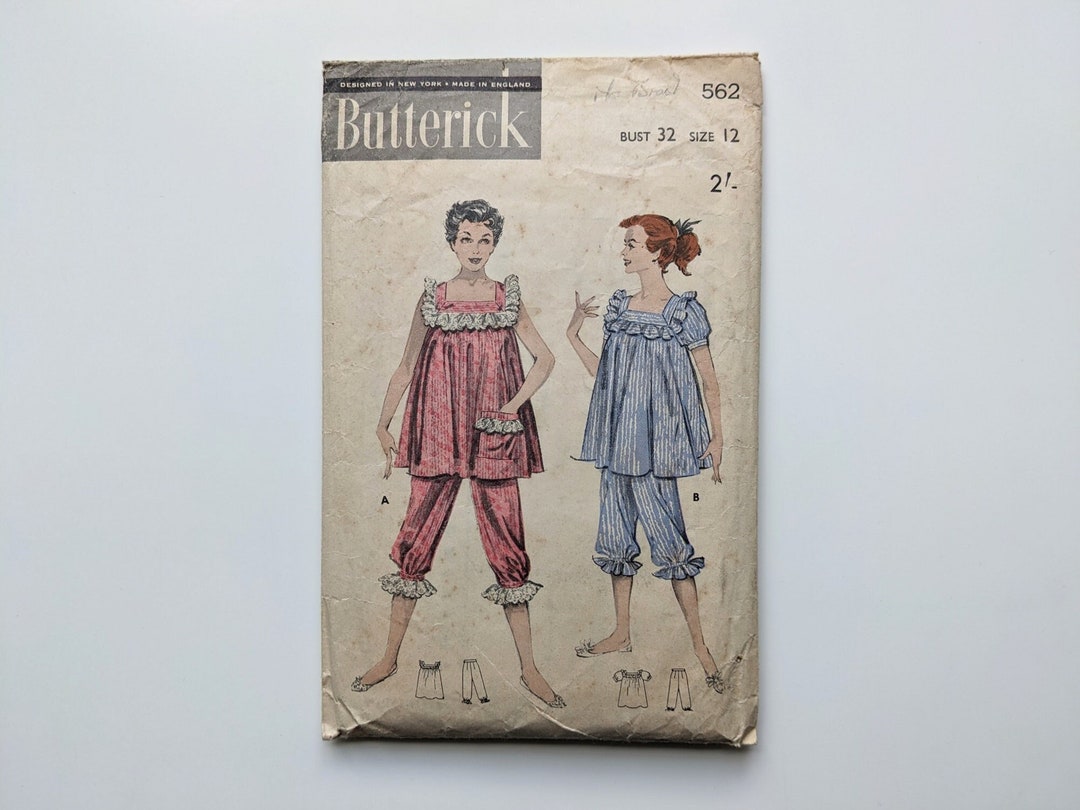 Vintage 1950s Sewing Pattern Pyjamas Butterick 562 Bust 32 - Etsy Australia