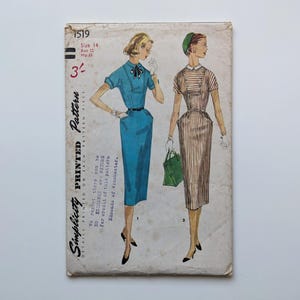 Vintage 1950s sewing pattern | Dress | Simplicity 1519 | Bust 32