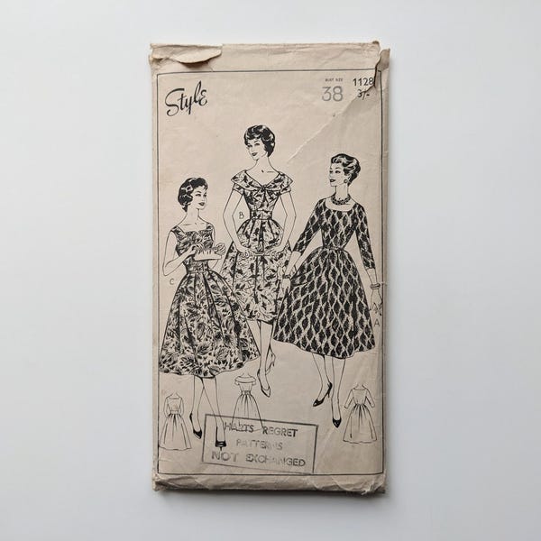 Vintage naaipatroon jaren 50 | Jurk | Stijl 1128 | Borstomvang 38