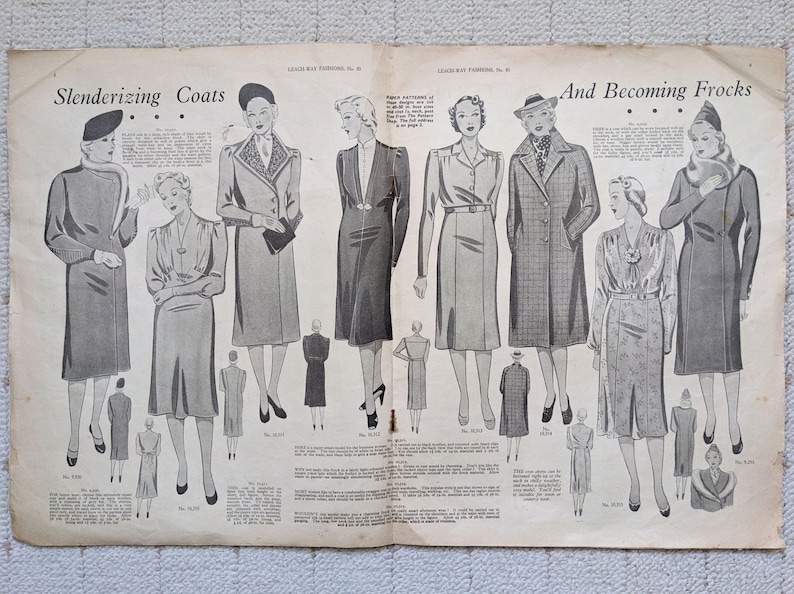 Vintage 1930s Catalogue & Sewing Pattern Dress Leach-way 85 Bust 44 - Etsy