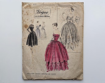 Vintage 1950s sewing pattern | Wedding dress & evening gown | Vogue Couturier Design 601 | Bust 32