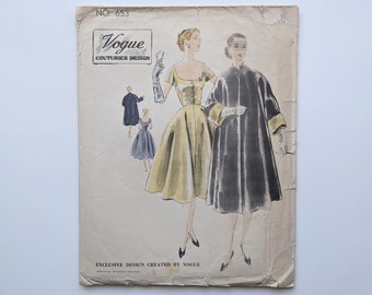 Vintage 1950s sewing pattern | Dress & coat | Vogue Couturier Design 653 | Bust 32