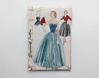Vintage 1950s sewing pattern | Top, skirt & bolero | Simplicity 3694 | Bust 32
