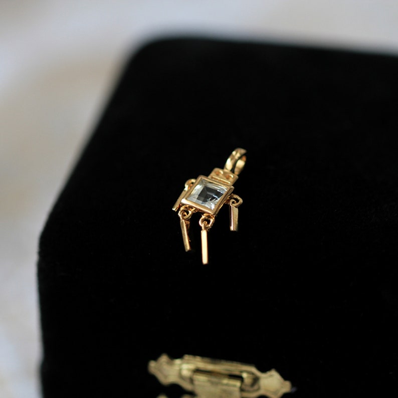 Quirky Robot Charm Necklace Robot Pendant Necklace Gold Etsy