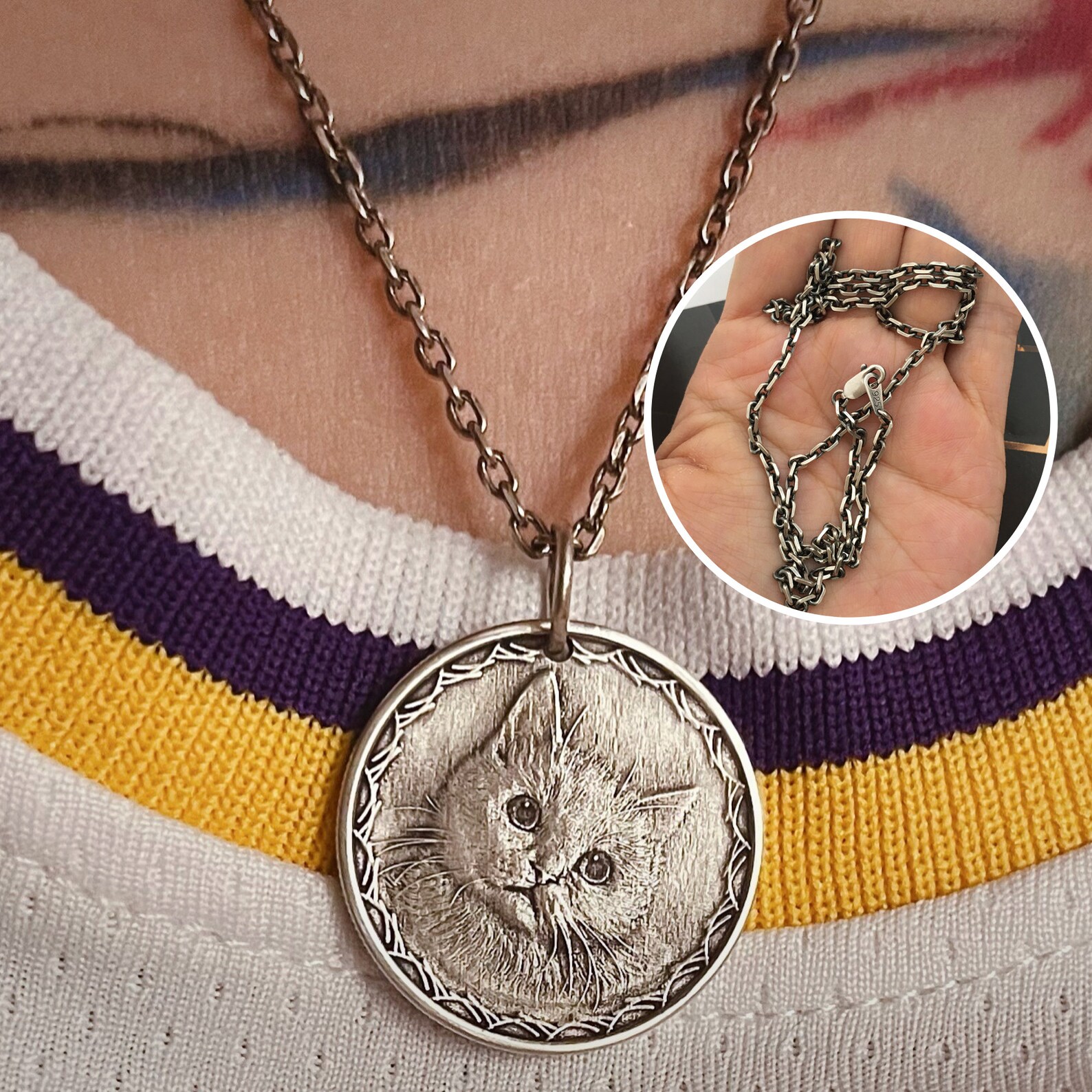 Personalized Sterling Silver Coin Pendant Necklace Pet Loss Etsy