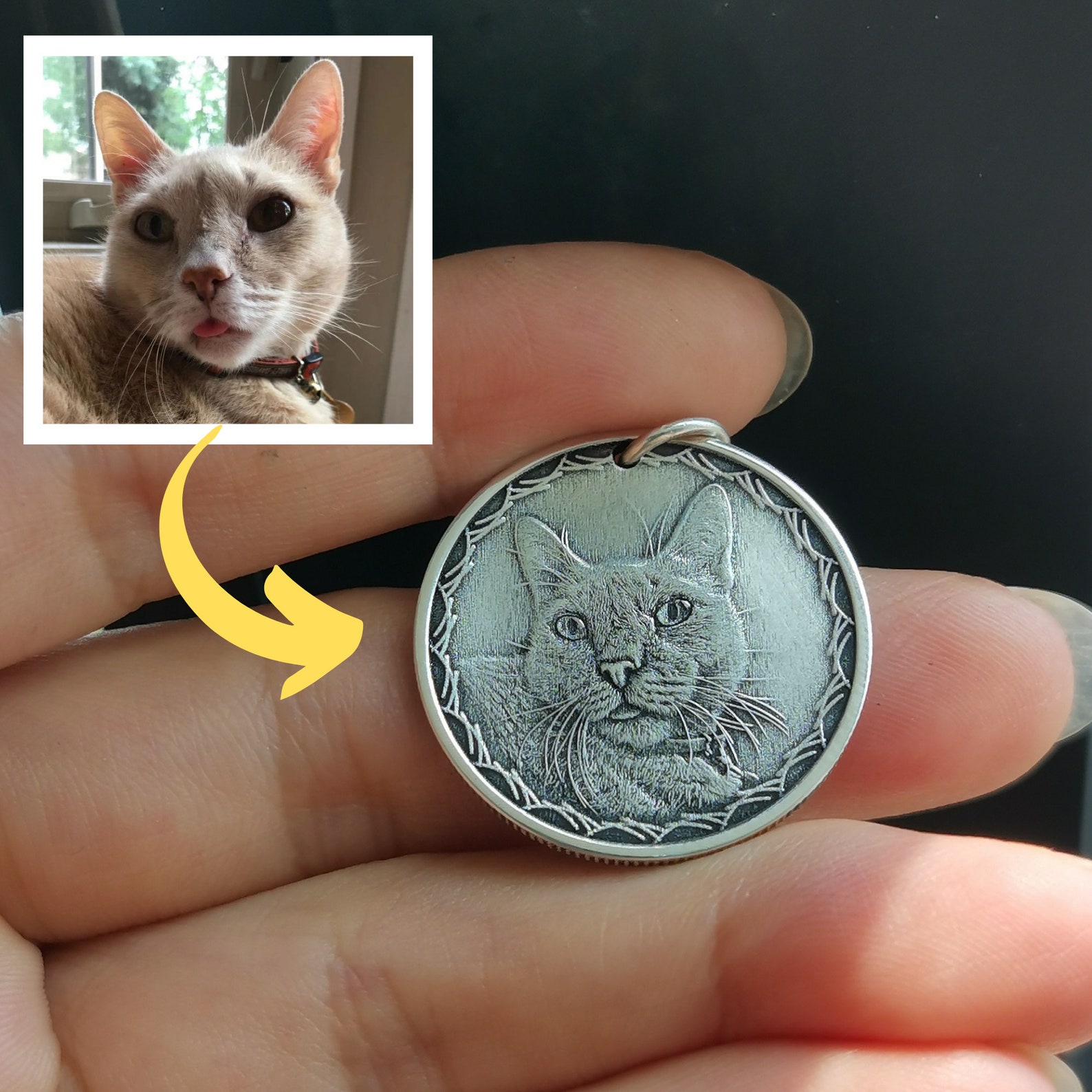 Personalized Sterling Silver Coin Pendant Necklace Pet Loss Etsy