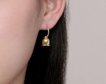 Lily Of The Valley Earrings| 18K Gold Plated Sterling Silver Flower Drop Earrings| Plant Lover Jewelry Gift | Tiny Flower Dangle Earrings