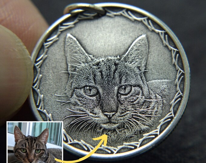 Personalized Sterling Silver Coin Pendant Necklace, Pet Loss Necklace