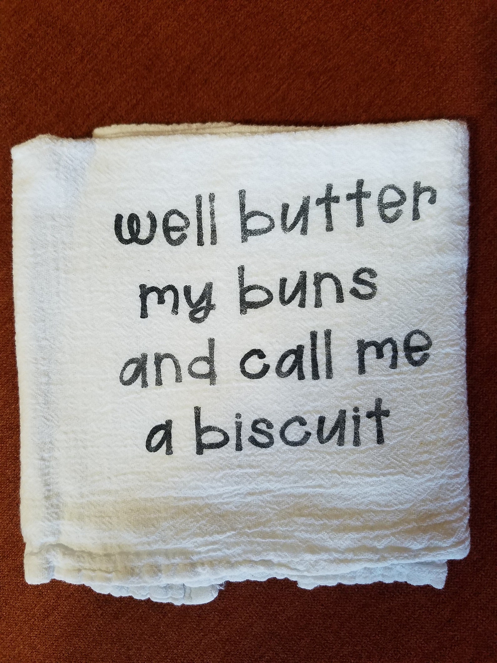 Flour sack kitchen tea towels with funny sayings. Each is Etsy