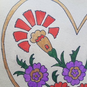handgemaakte kaart. inlijstbare kaart, tezhip-kunstkaart, de kunst van het verlichten, handgemaakt schilderij. valentijnsdagcadeau, moederdagcadeau, cadeaubon