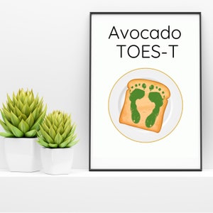 Avocado TOESt / baby footprint template / Baby Toddler Kids / Print Keepsake Memory Gift