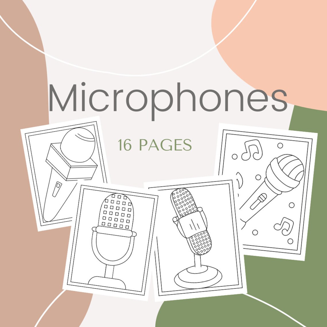 Microphones Printable 16 Coloring Pages Etsy New Zealand