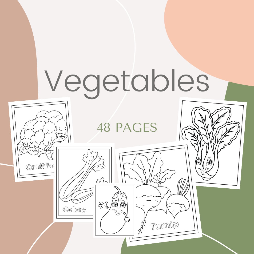 Vegetables Printable 48 Coloring Pages Etsy Vegetables Printable 48 Coloring Pages Etsy