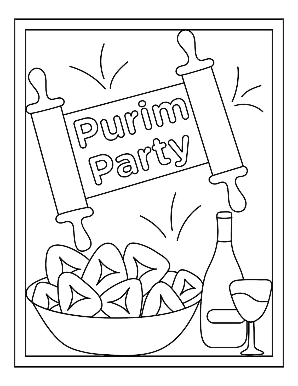 Happy Purim Printable 16 Coloring Pages Etsy